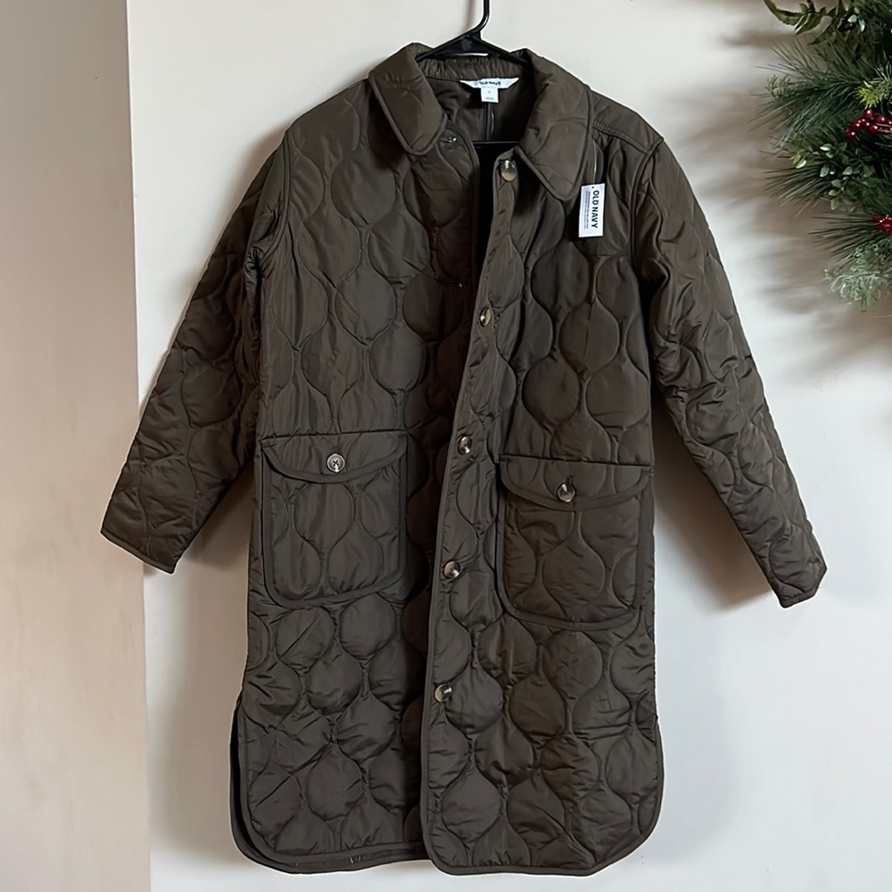 NWT Old Navy Quilted Long Jacket, Size Small